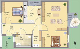 Grundriss 2-Zimmer-Wohnung